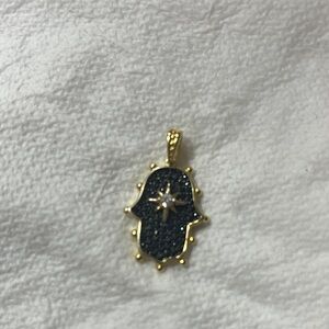 Gold and Black Hamsa Pendant
